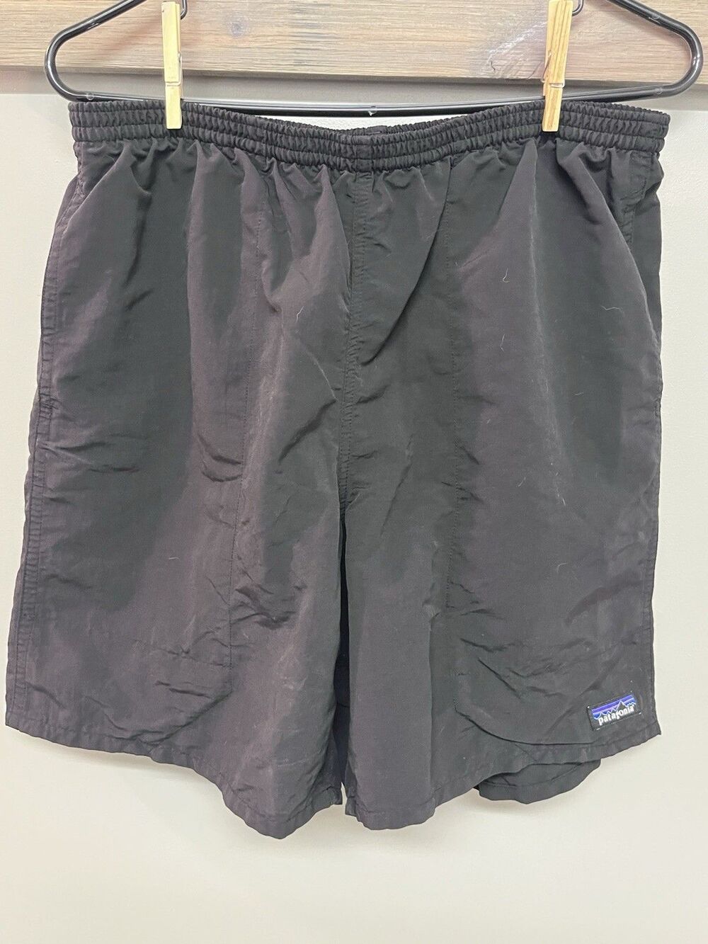 Patagonia Elastic Drawstring Shorts Men Large Black Swim Hiking Outdoors Pockets